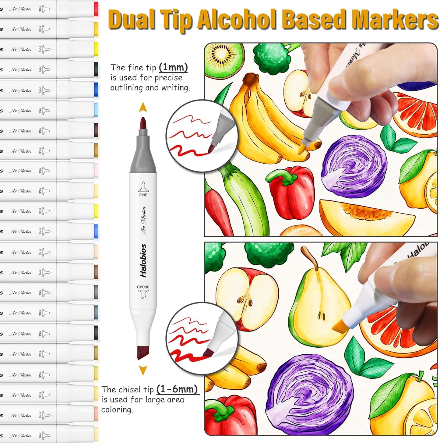 264 Alcohol Markers, Dual Tip Fine & Broad Drawing Markers Alcohol Marker Set with Case, Art Marker for Kids Adults Coloring Artists Drawing Sketching Card Making and Illustration