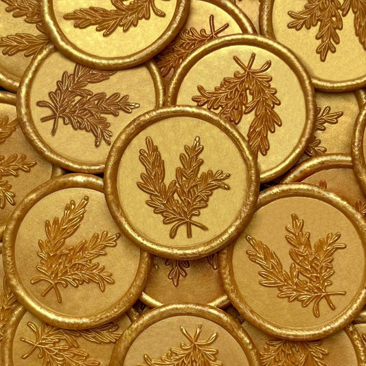 100Pcs Wax Seal Stickers Handmade Envelope Seals Self Adhesive Wax Stickers for Wedding Party Invitations, Envelope, Gift Wrap, Christmas(Rosemary Style, Gold)
