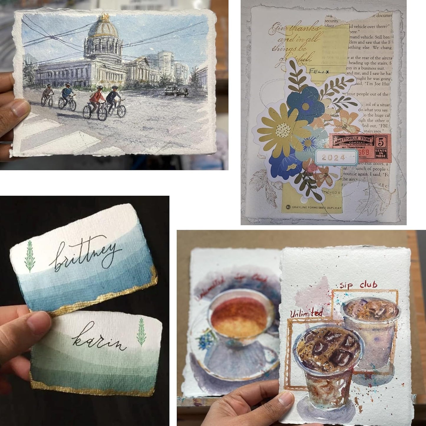 Handmade Cotton Paper with Deckle Edge Recycled Cotton Rag Mixed Media Card Stock for Postcards, Invitations, Crafts and Announcements (150gsm, 4x6 inch "A6", 50 Pack)