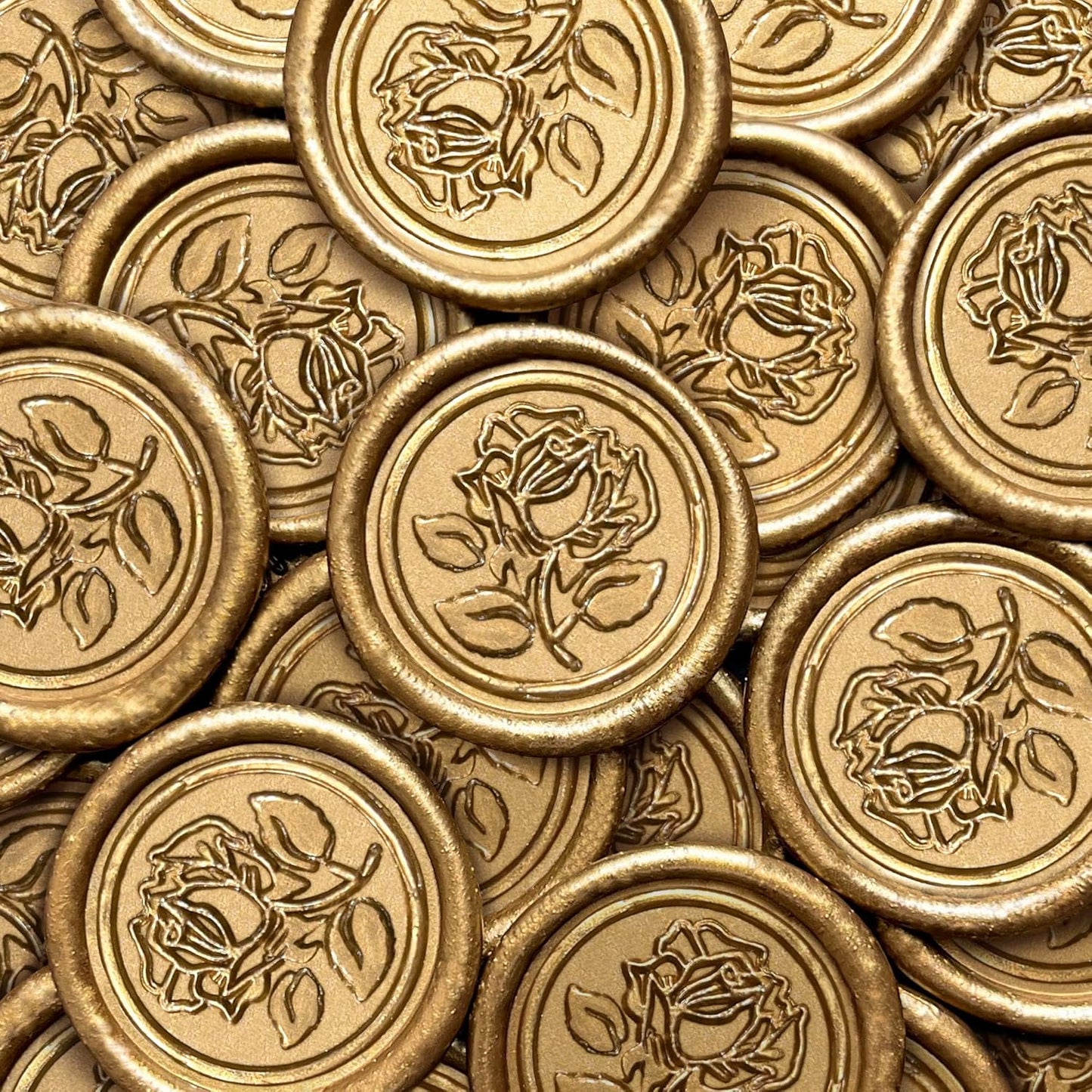 100Pcs Wax Seal Stickers Handmade Envelope Seals Self Adhesive Wax Stickers for Wedding Party Invitations, Envelope, Gift Wrap, Christmas(Rose Style, Bronze)