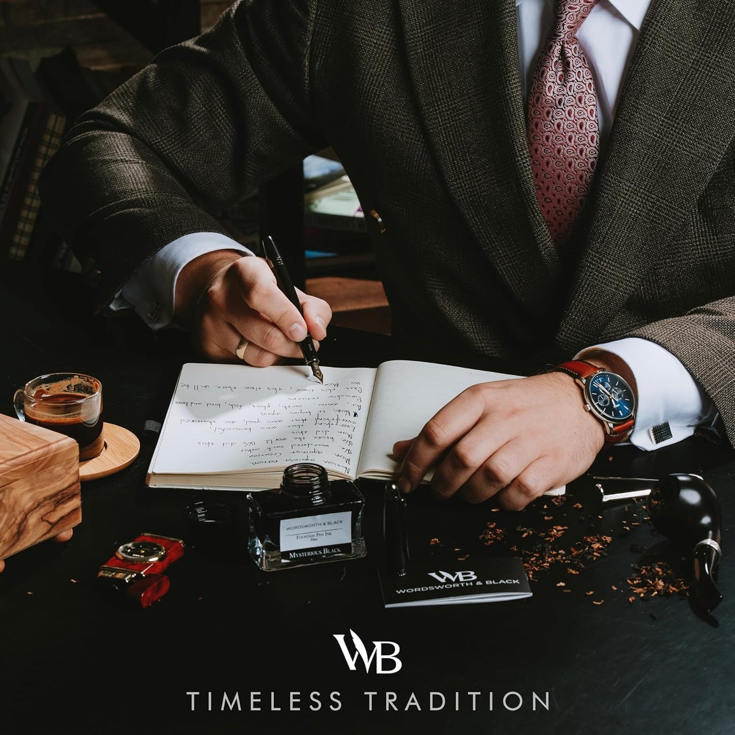 Wordsworth & Black Majesti Fountain Pen-(Black), Luxury Case, 24K Gold Finish; 18K Gilded Medium Nib- Ink Cartridges, Refillable Ink Converter-Calligraphy Pen-Best Business Gift Set for Men & Women