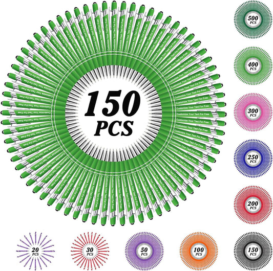 Max 500 Pcs Personalized Pens Bulk, Custom Pens with Free Engraving, Customized Stylus Tip Ballpoint Pen with Your Name Massage Text for School Office Business Graduation Anniversaries-150 Packs