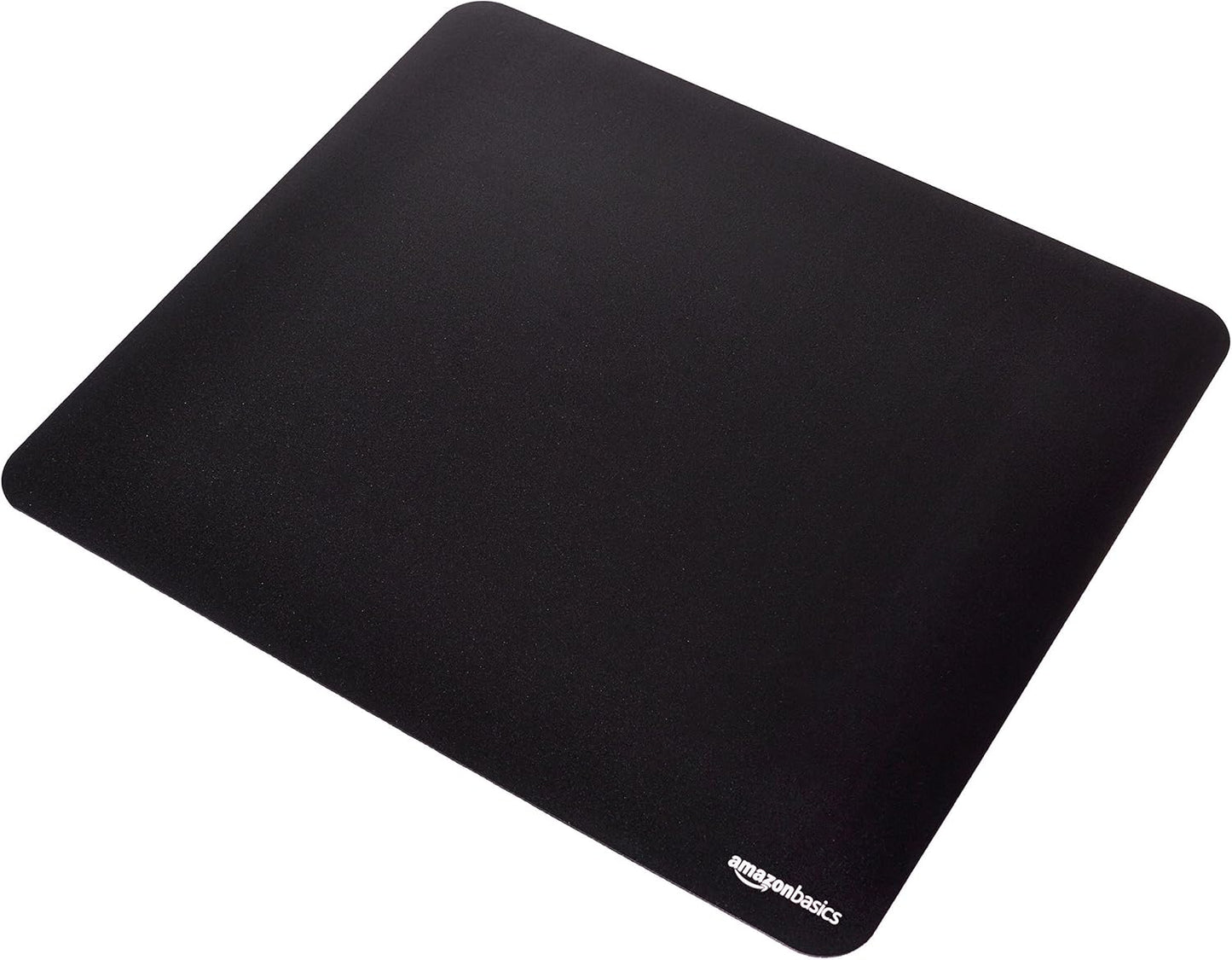 Amazon Basics Large Square Computer Mouse Pad, Cloth and Rubberized Base, 17.7L x 15.7W inches, Black