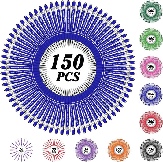 Max 500 Pcs Personalized Pens Bulk, Custom Pens with Free Engraving, Customized Stylus Tip Ballpoint Pen with Your Name Massage Text for School Office Business Graduation Anniversaries-150 Packs