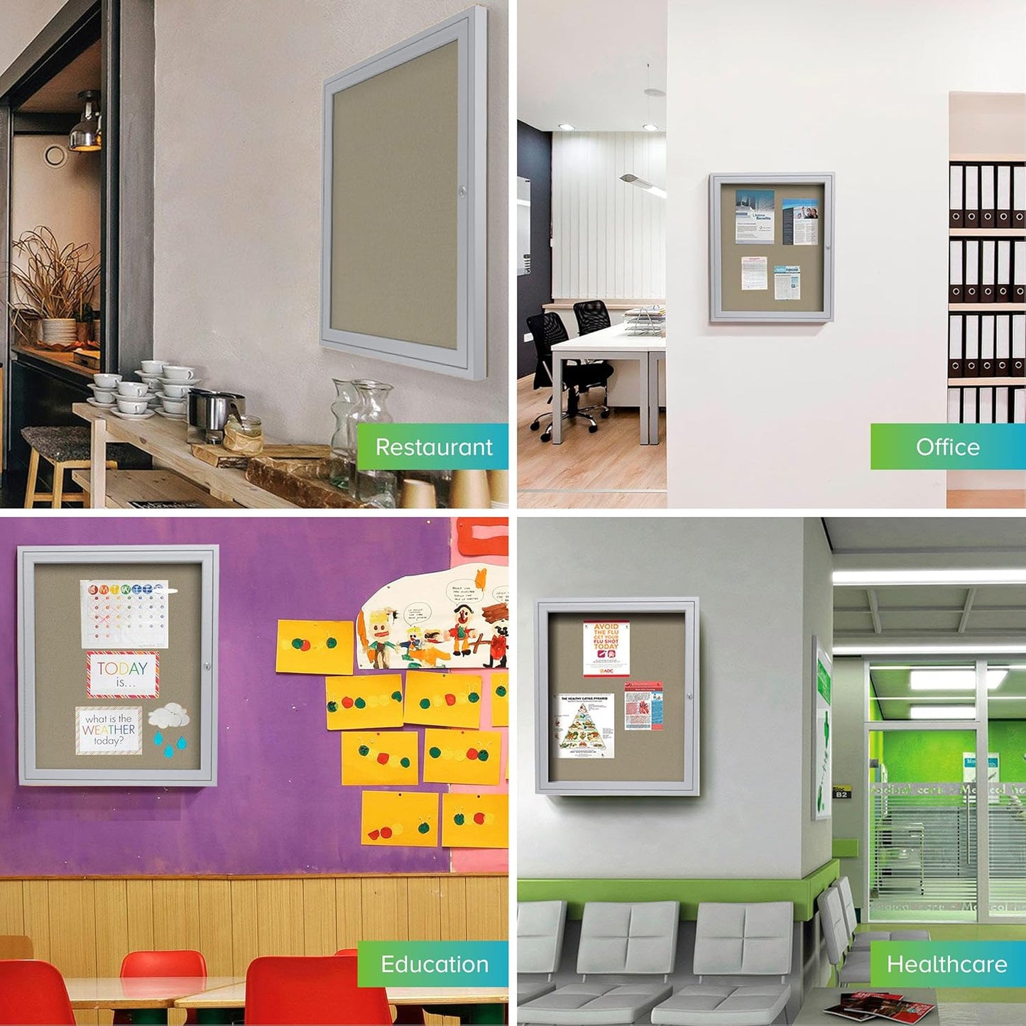 Ghent 24"x18" 1-Door Outdoor Enclosed Vinyl Bulletin Board, Shatter Resistant, with Lock, Satin Aluminum Frame - Caramel (PA12418VX-181), Made in the USA