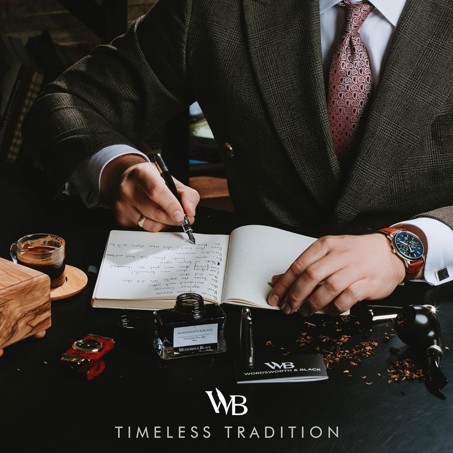 Wordsworth & Black Majesti Fountain Pen-(Black Chrome), Luxury Case, Stainless Steel; Medium Nib- Ink Cartridges, Refillable Ink Converter-Calligraphy Pen-Best Business Gift Set for Men & Women