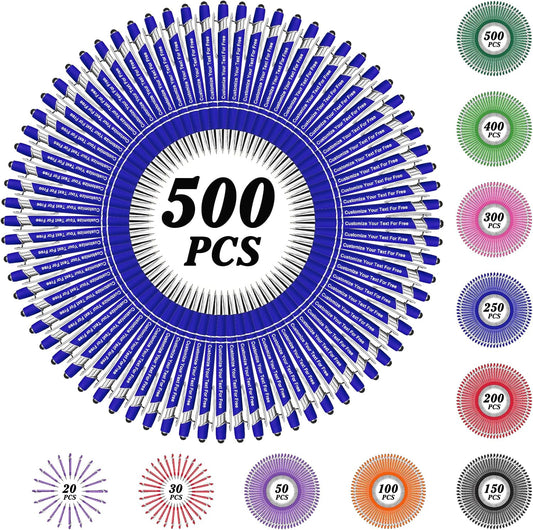 Max 500 Pcs Personalized Pens Bulk, Custom Pens with Free Engraving, Customized Stylus Tip Ballpoint Pen with Your Name Massage Text for School Office Business Graduation Anniversaries-500 Packs