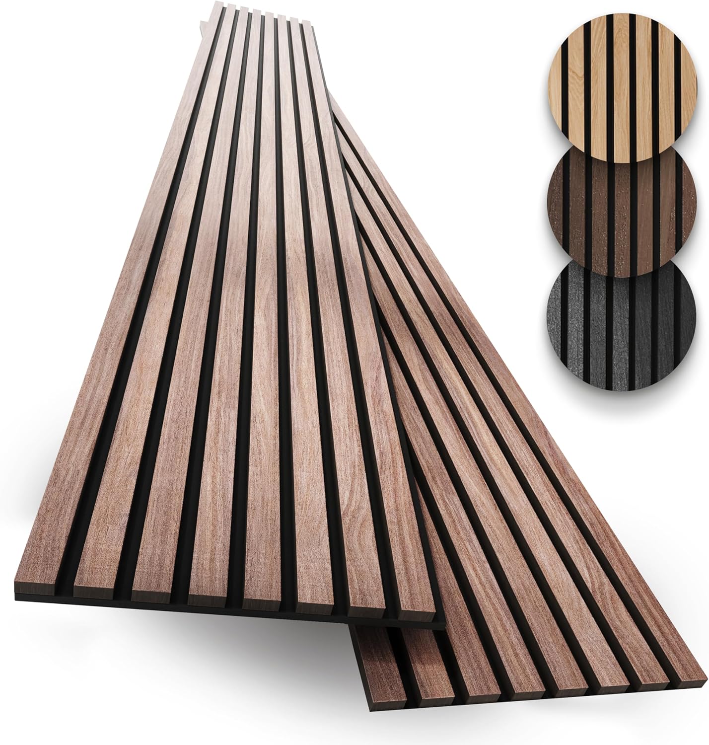 2-Pack Acoustic Wood Slat Panels - Soundproof Wall Paneling for Interior Decor