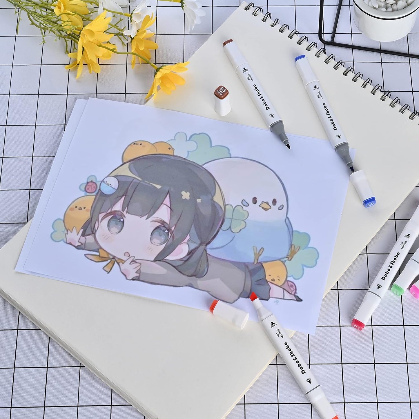 Dabo&Shobo 96 Color Dual Tip Alcohol Art Markers for Kids and Adults - Fine & Chisel Tips for Sketching and Coloring