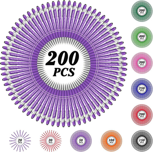 Max 500 Pcs Personalized Pens Bulk, Custom Pens with Free Engraving, Customized Stylus Tip Ballpoint Pen with Your Name Massage Text for School Office Business Graduation Anniversaries-200 Packs