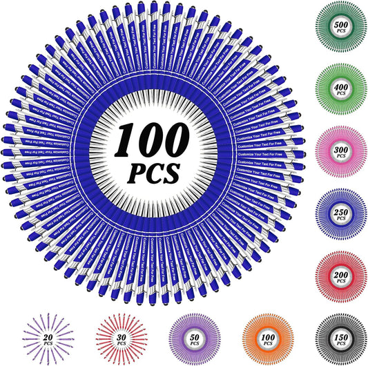 Max 500 Pcs Personalized Pens Bulk, Custom Pens with Free Engraving, Customized Stylus Tip Ballpoint Pen with Your Name Massage Text for School Office Business Graduation Anniversaries-100 Packs