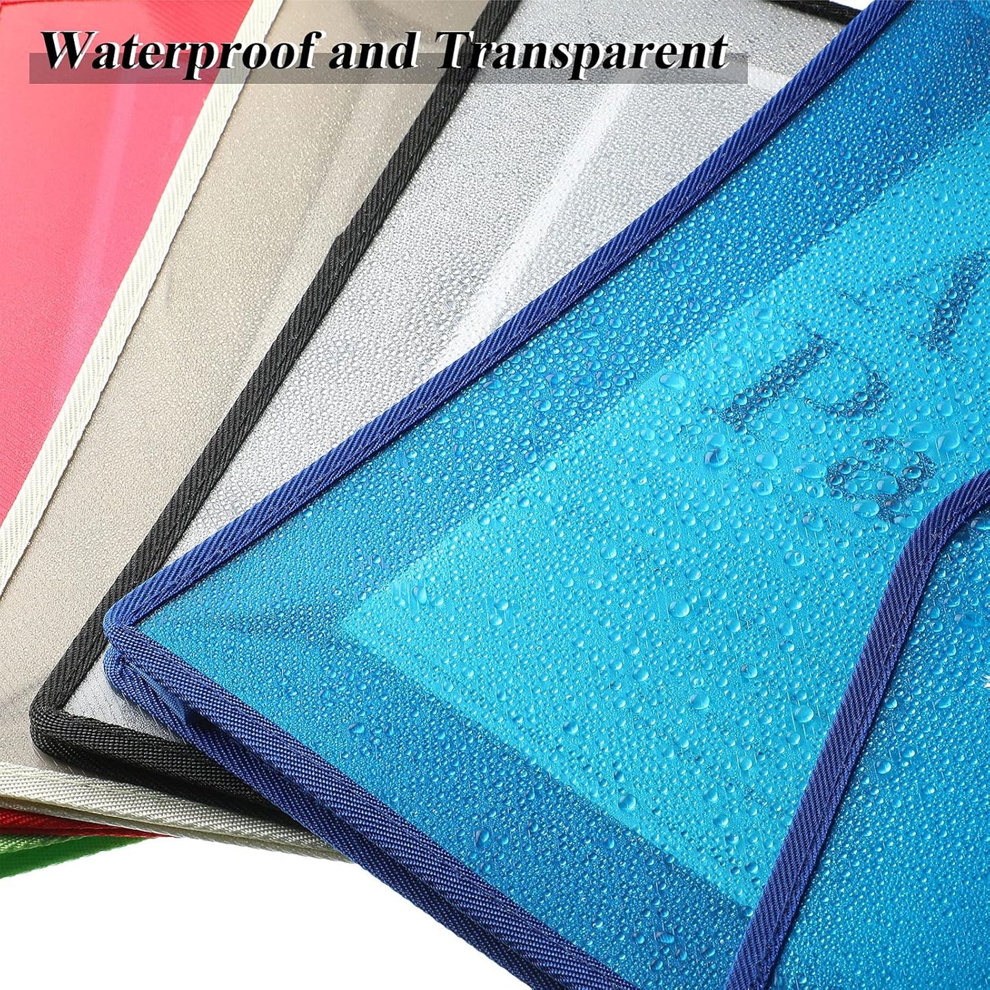 10 Pieces Plastic File Folders Envelope Expanding File Wallet Organizer Documents Folder with Snap Closure and Pocket B4 Waterproof Transparent Pouch for School Office(Multicolored,Horizontal)